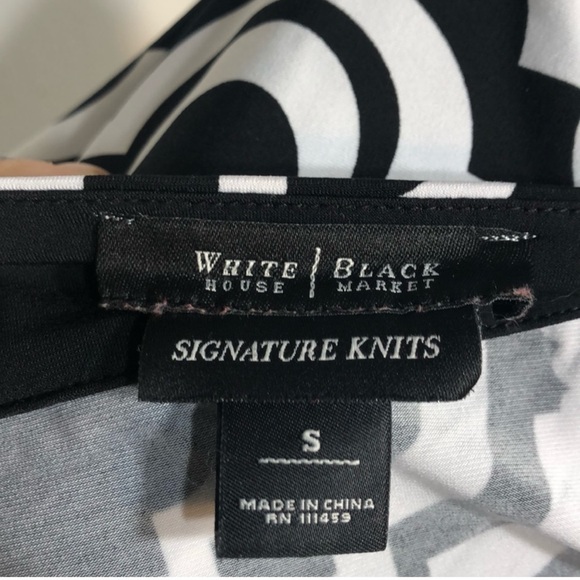 White House Black Market Signature Knits Black And White Printed Shift Dress. - Picture 8 of 9